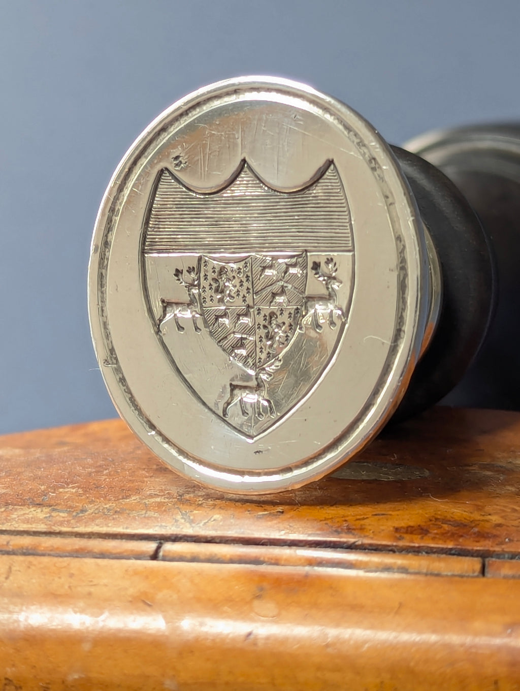 Fine George III Hallmarked Silver & Ebony Desk Seal - GORHAM