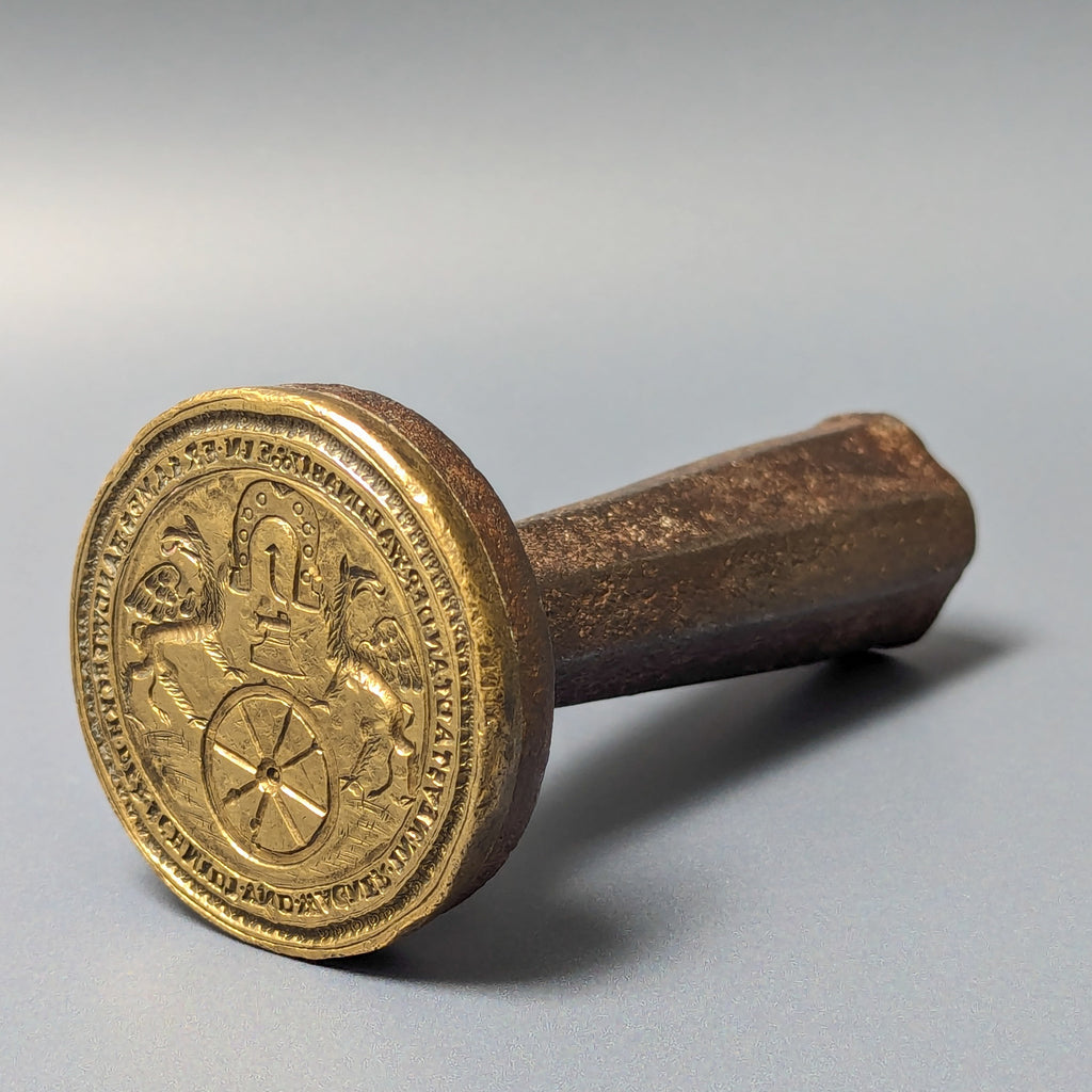 Early 18thC Heavy Steel Brass Bavarian Ironmongers Desk Seal