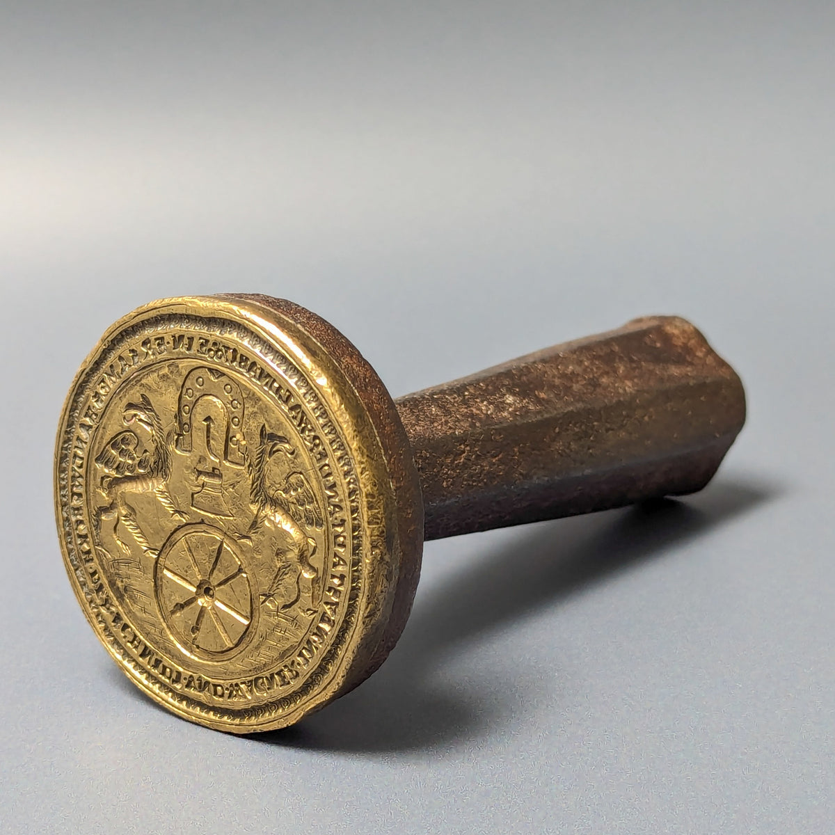 Early 18thC Heavy Steel Brass Bavarian Ironmongers Desk Seal