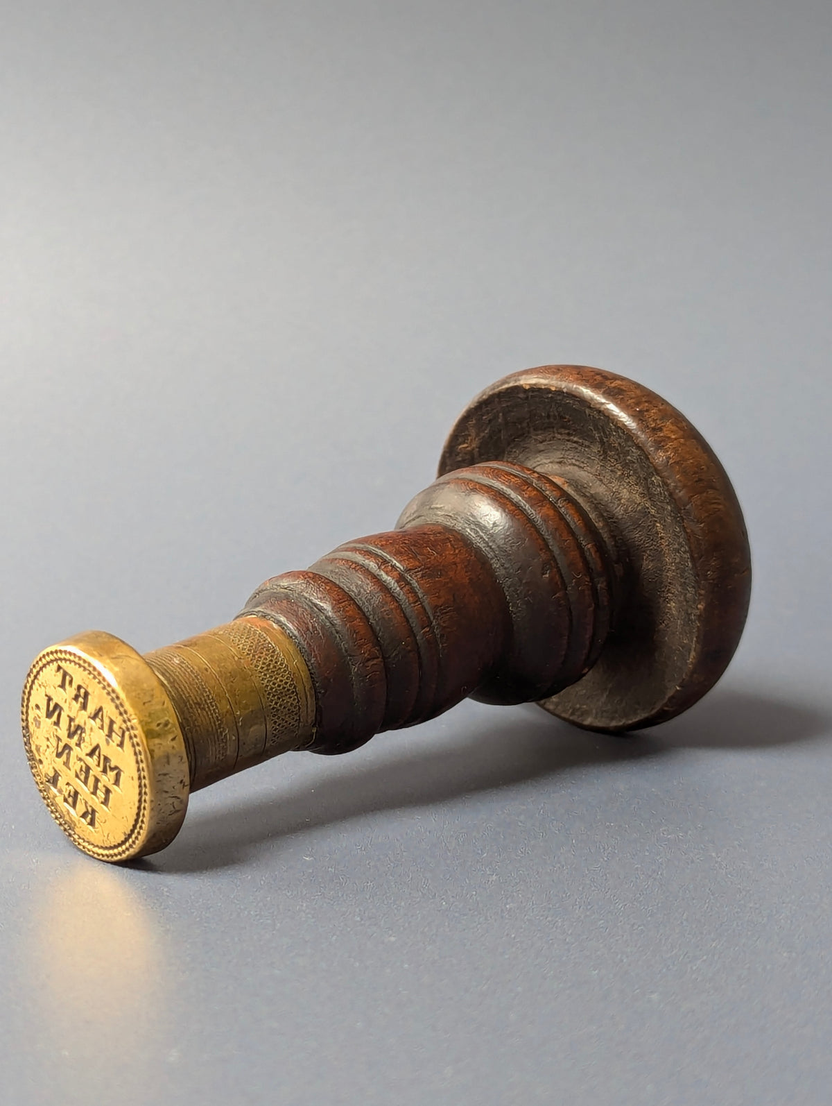 Early 18thC Continental Wood Brass  Personal Desk Seal - HARTMANN