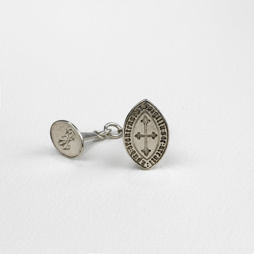 Silver antiue wax fob seal with second fob seal with initials