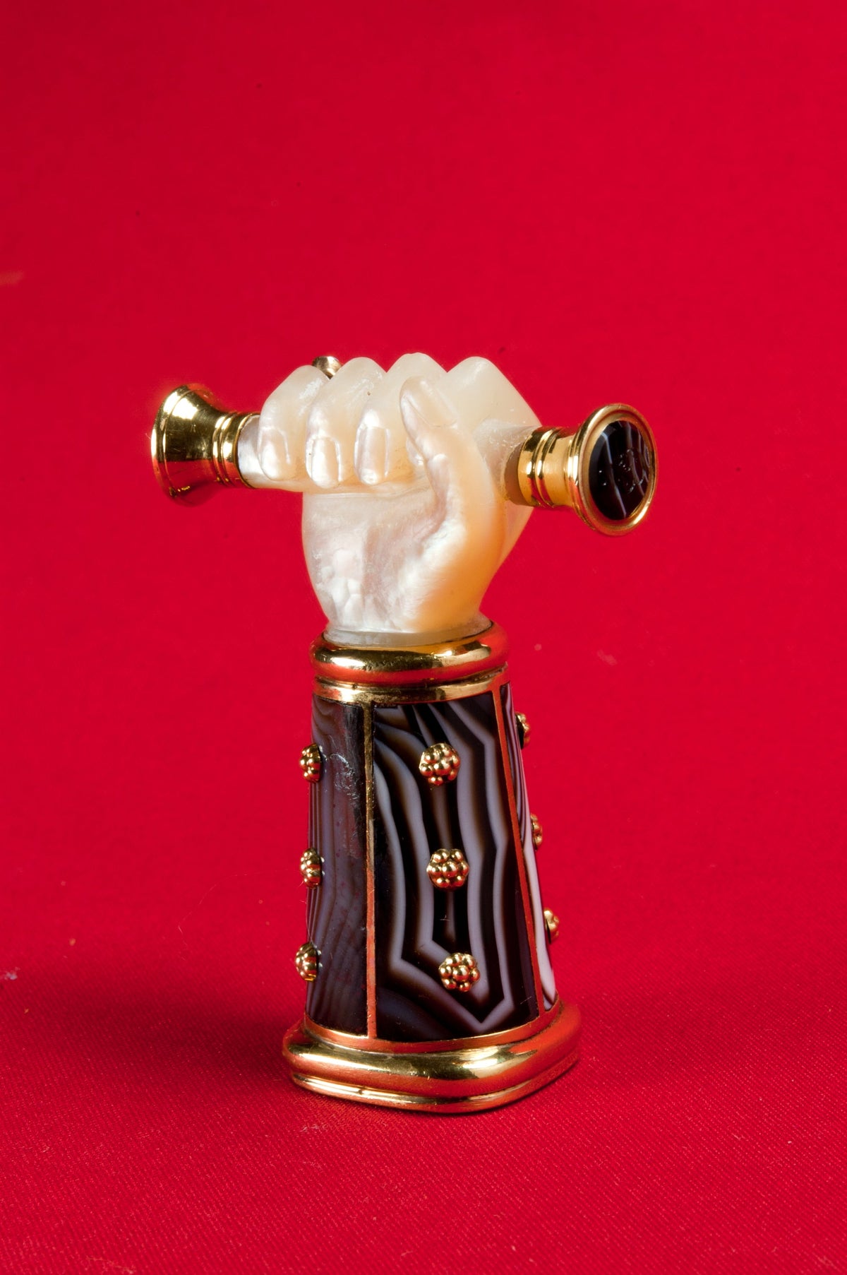 Mother of pearl, agate and gold antique wax seal