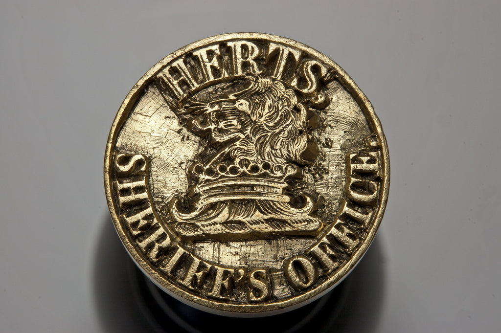 Ebony and Brass Stamp for the Herts Sheriff's Office