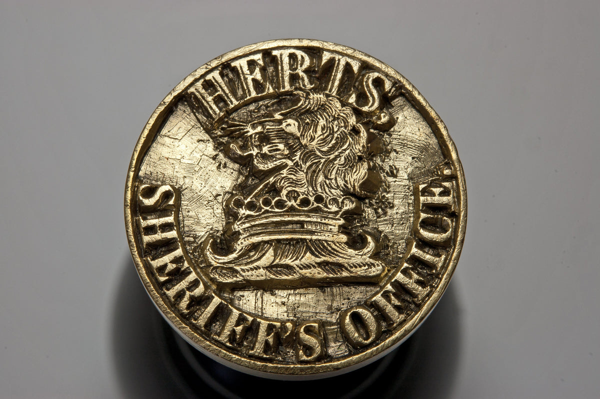 Ebony and Brass Stamp for the Herts Sheriff's Office