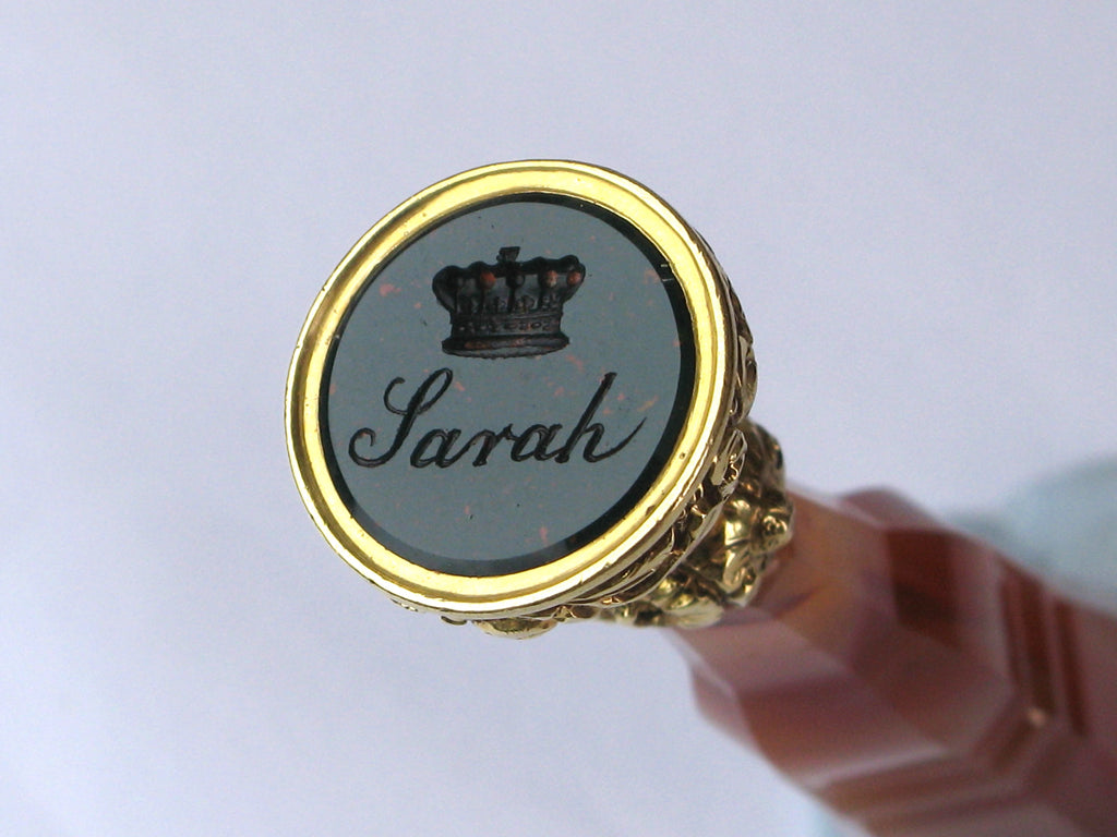 A Hardstone and Gold English Desk Seal, Second Quarter 19th Century
