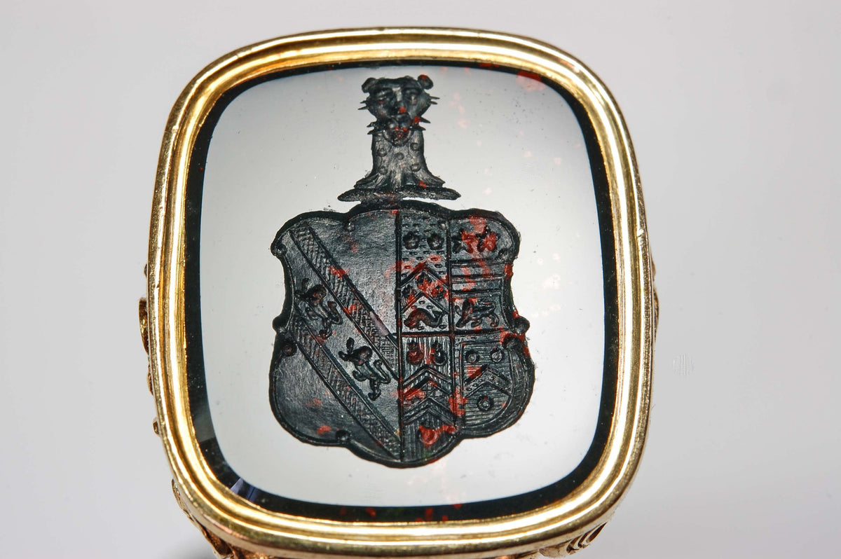 19thC Bloodstone & Gold Armorials Desk Wax Seal