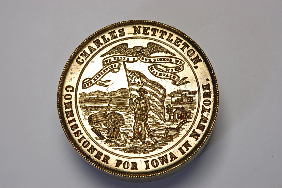 Matrix detail showing Iowa country scene on wax seal