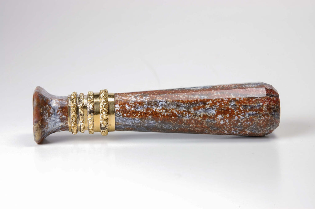 Left view of jasper and gold desk seal