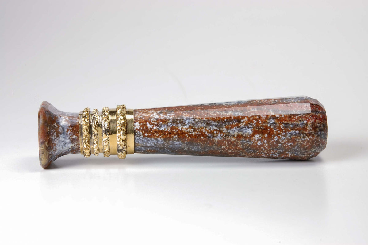 Left view of jasper and gold desk seal