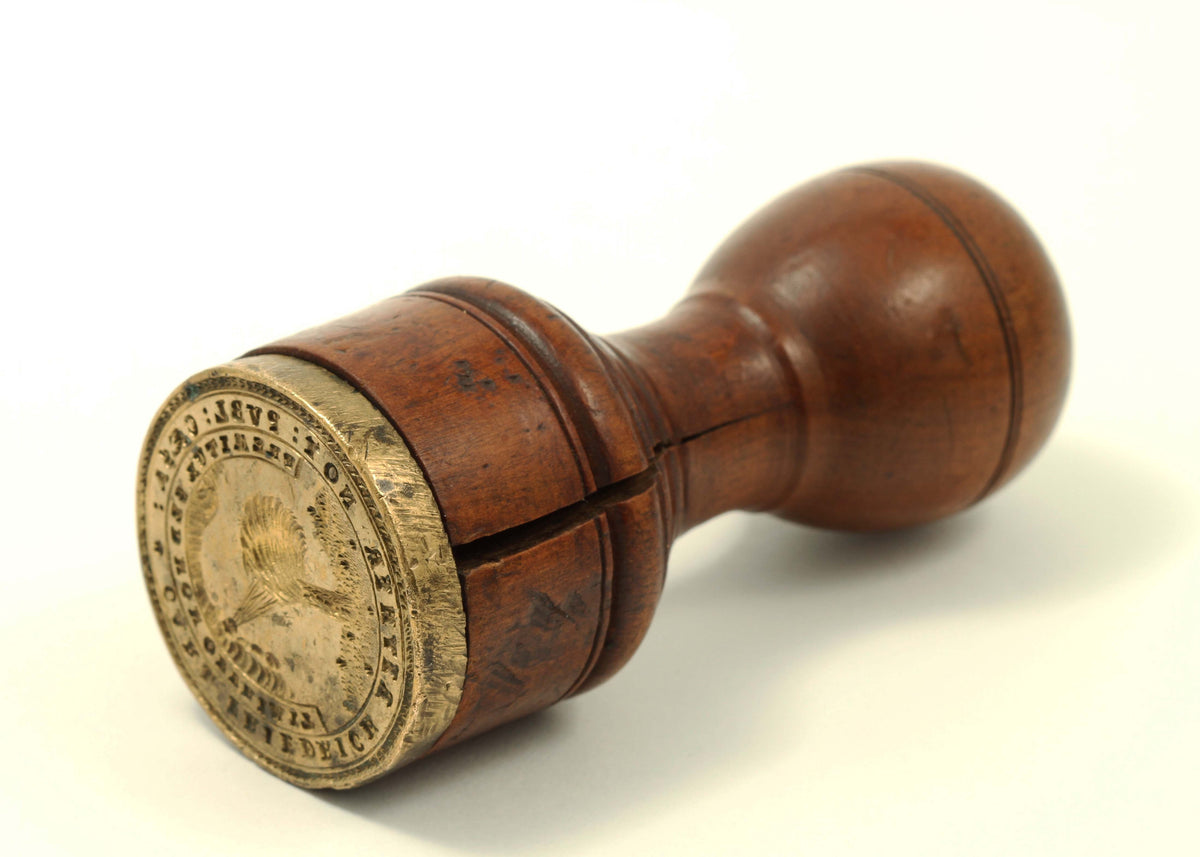 Large Brass Wood Notary Desk Wax Seal