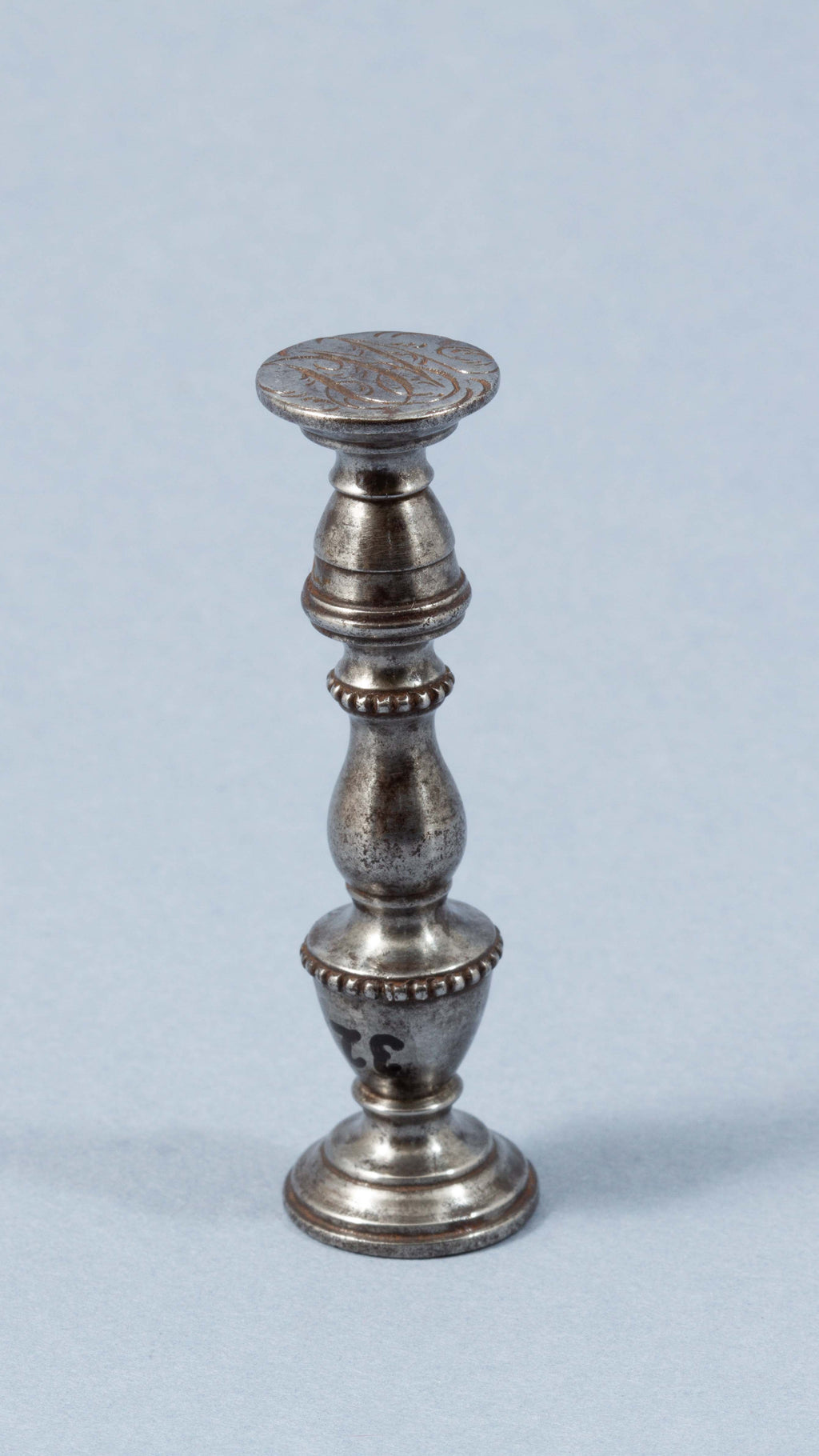 Standing antique steel double ended wax seal