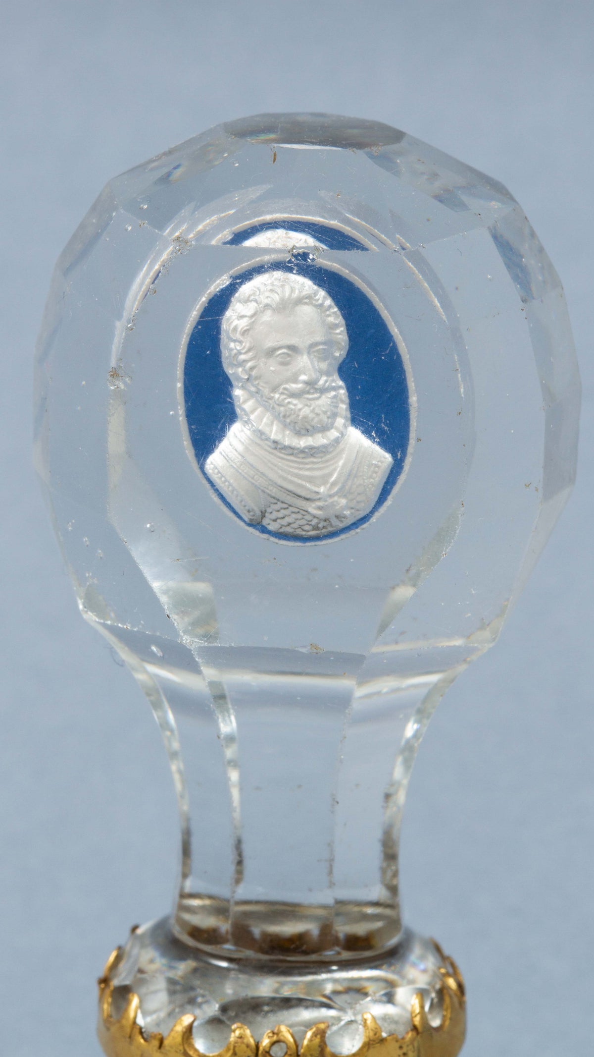 Antique Glass Sulphide and Gilt-Metal Desk Wax Seal Circa 1820