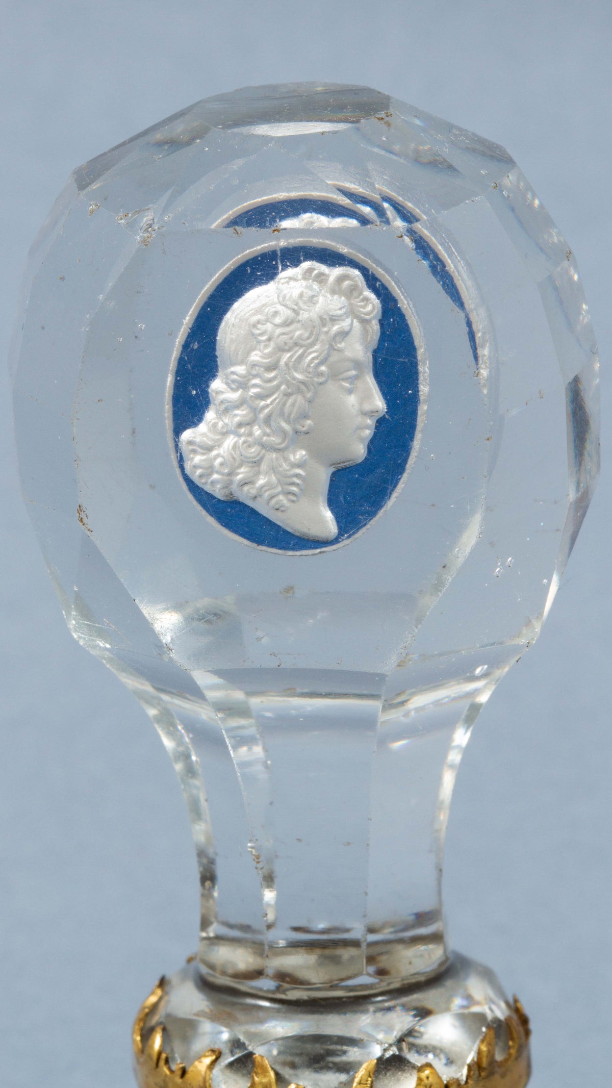 Antique Glass Sulphide and Gilt-Metal Desk Wax Seal Circa 1820