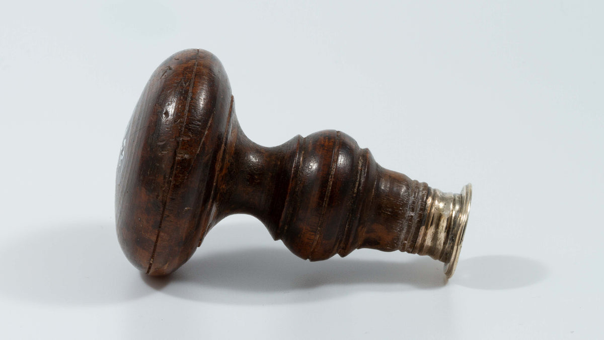 Silver and Fruitwood 18thC Armorial Desk Wax Seal