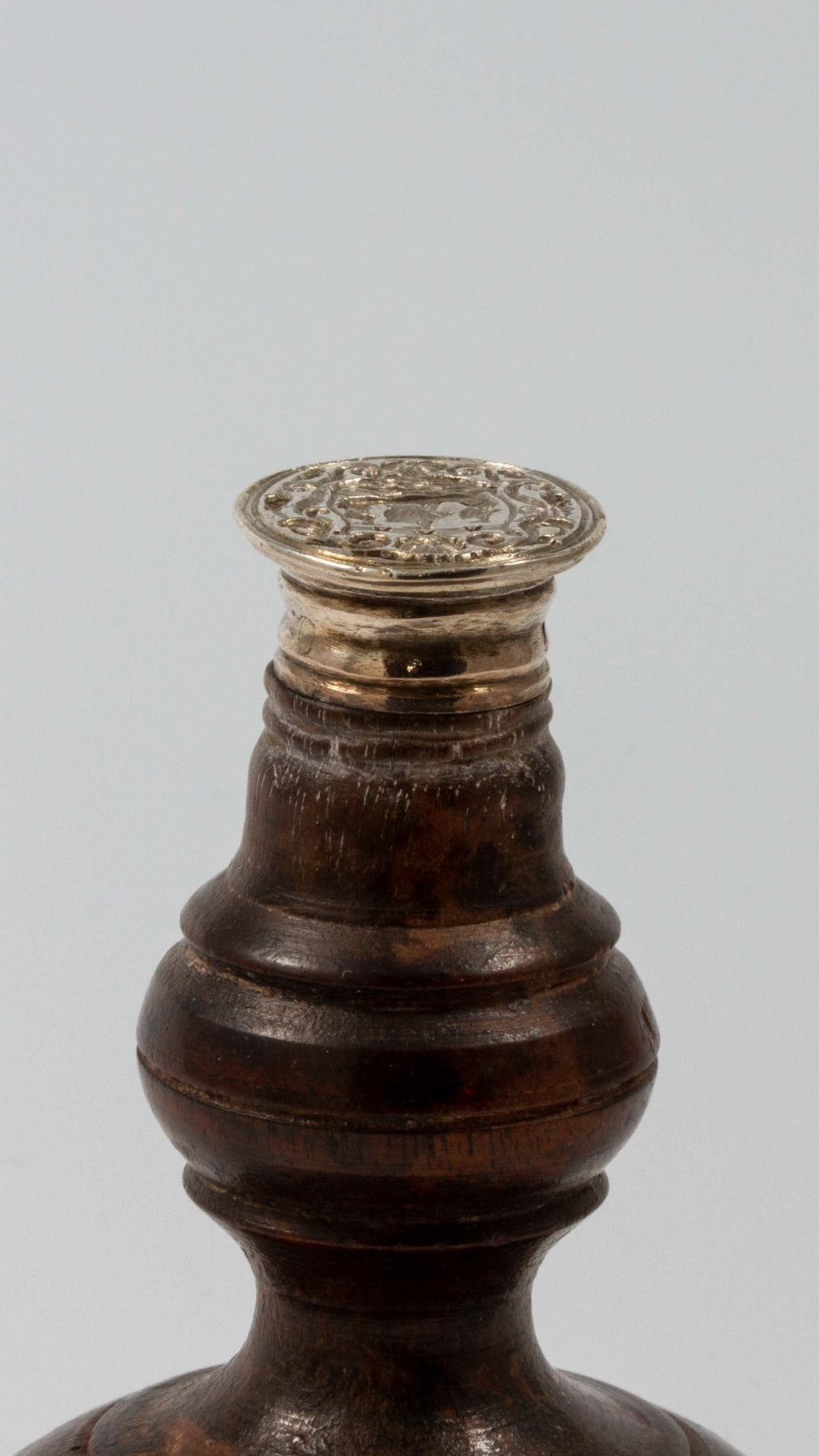 Silver and Fruitwood 18thC Armorial Desk Wax Seal