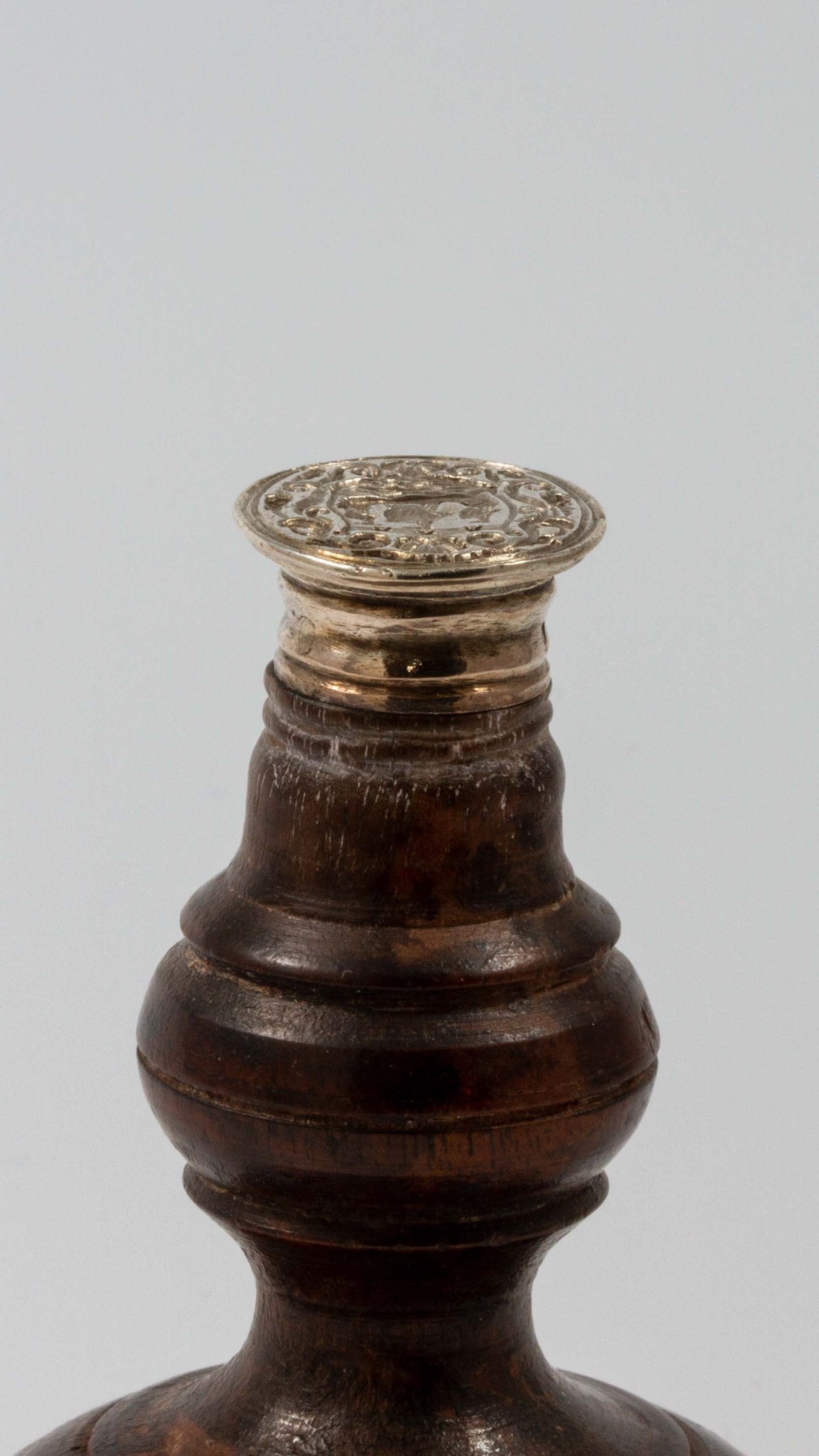 Silver and Fruitwood 18thC Armorial Desk Wax Seal