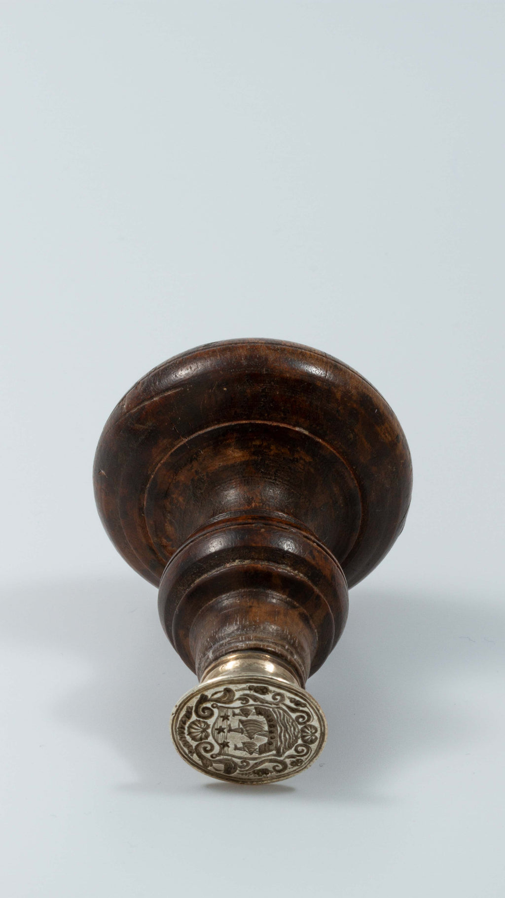 Silver and Fruitwood 18thC Armorial Desk Wax Seal