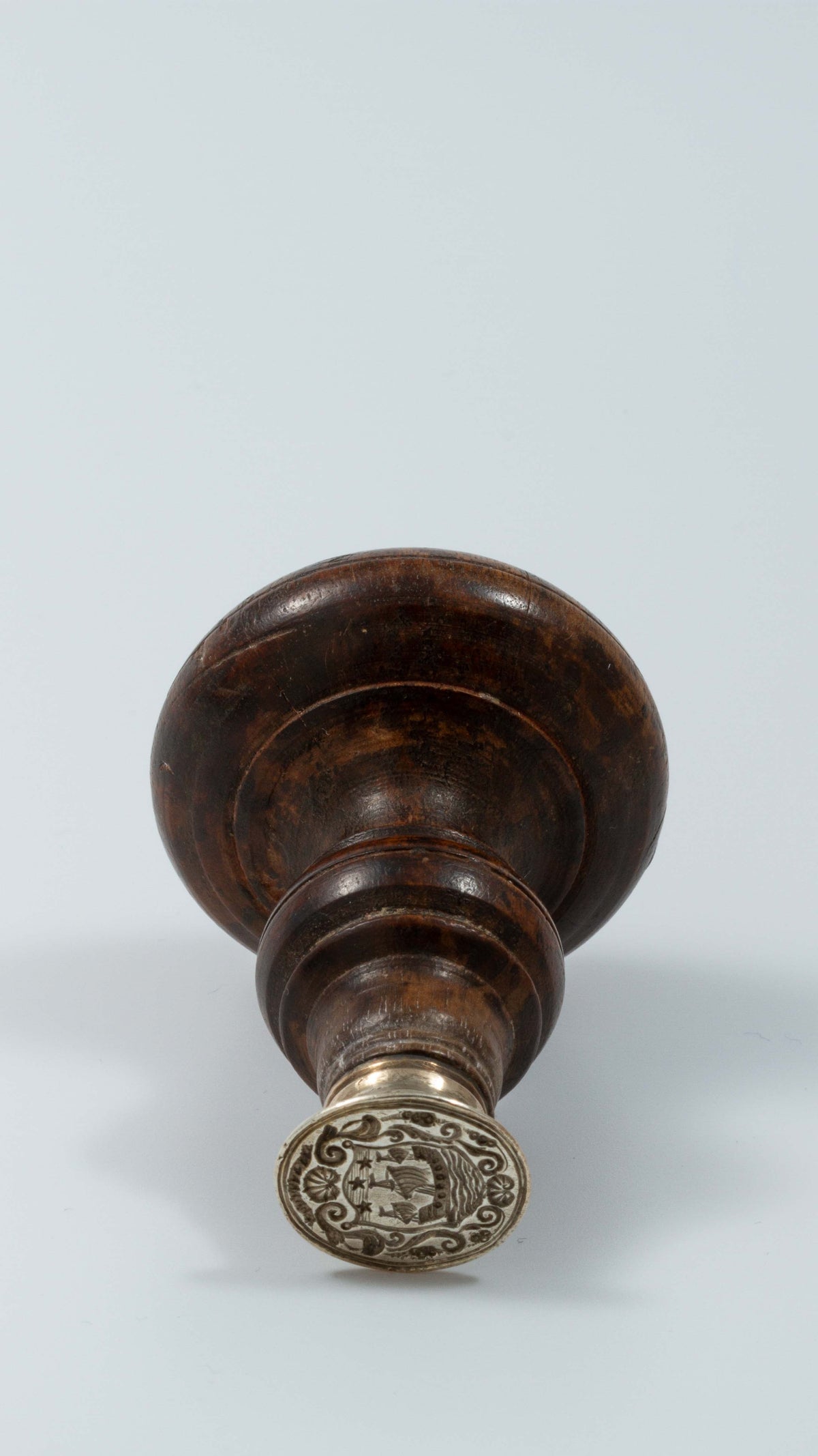 Silver and Fruitwood 18thC Armorial Desk Wax Seal
