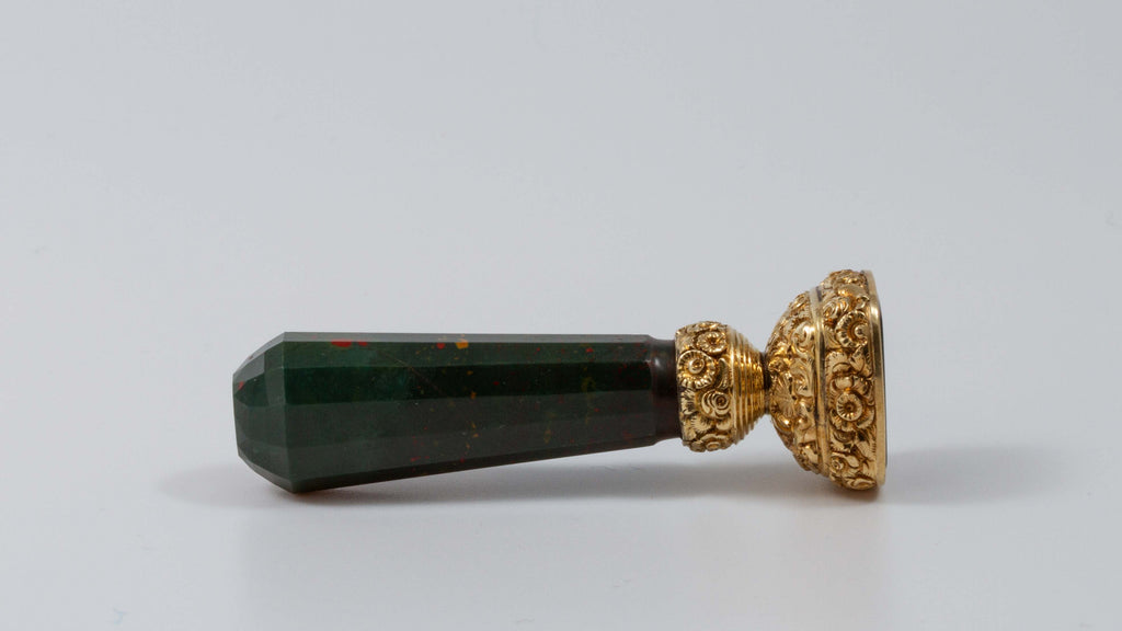 19thC Bloodstone & Gold Armorials Desk Wax Seal