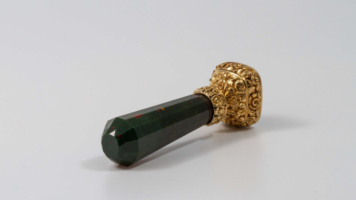 19thC Bloodstone & Gold Armorials Desk Wax Seal