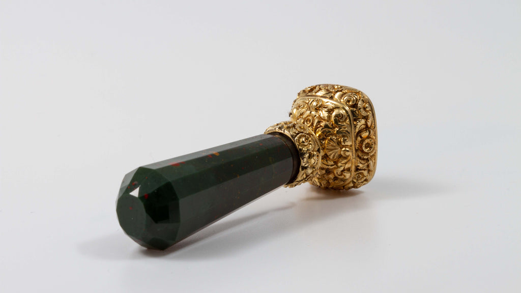 19thC Bloodstone & Gold Armorials Desk Wax Seal