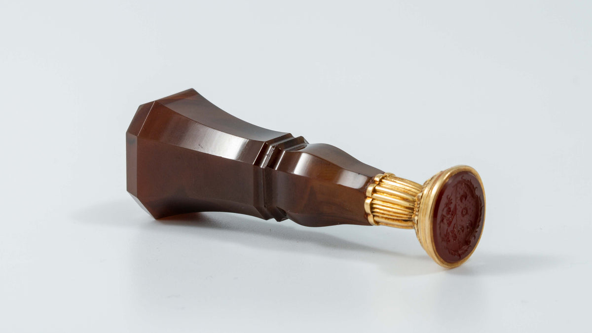 Early 19thC Agate, Gold & Carnelian Desk Wax Seal