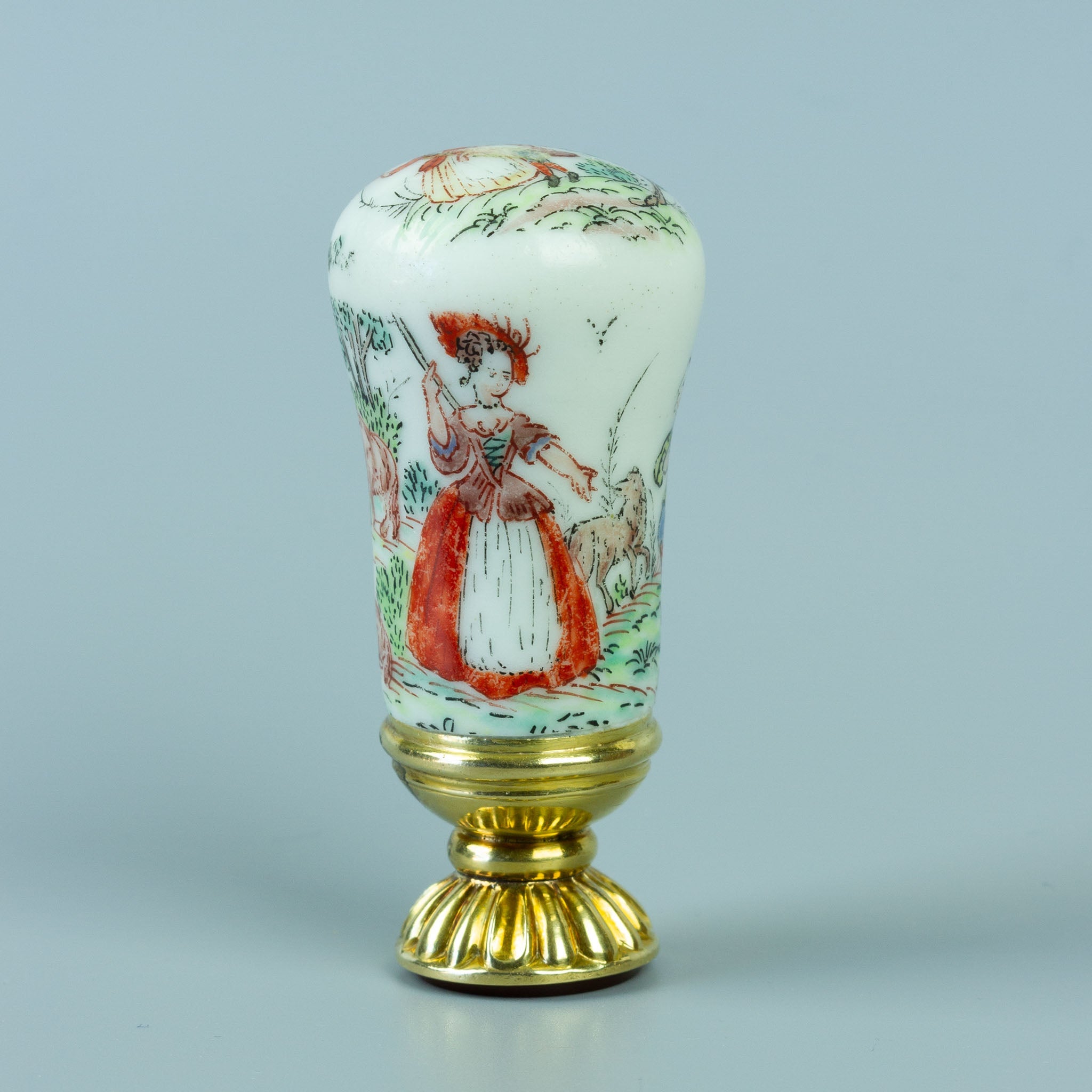 Pastoral scene on porcelain handle  wax seal