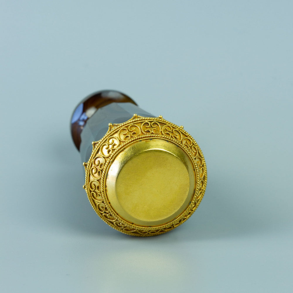 Antique English Gold-Mounted Hardstone Desk Wax Seal