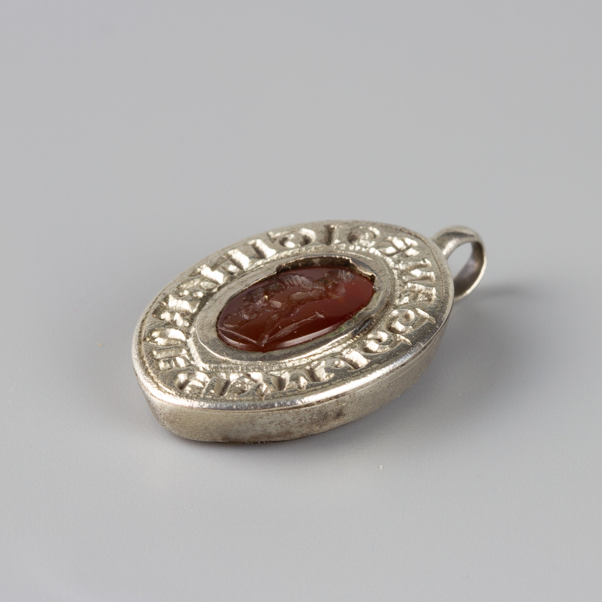 Medieval Silver Personal Seal Set With Roman Intaglio and Inscription ...