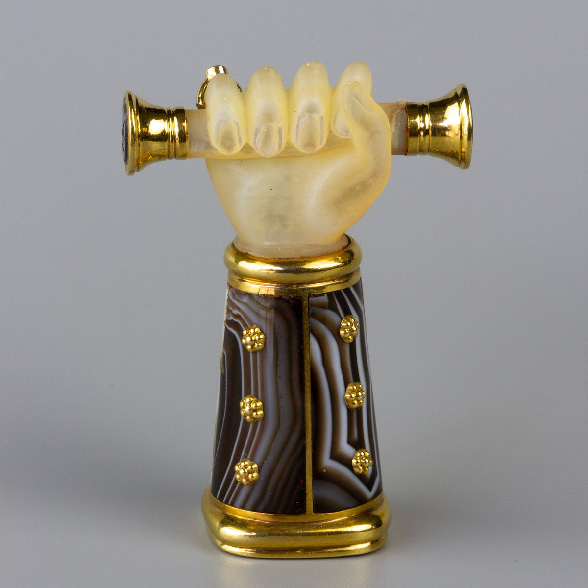 Antique mother of pearl, agate and gold hand wax seal