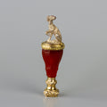 Figurine wax seal in the form of a whippet on a red handle and gold mount