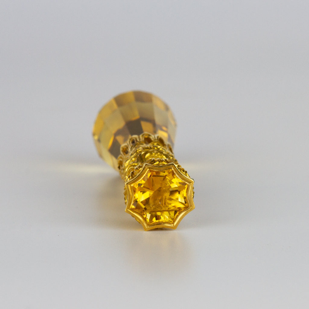 Faceted Citrine and Gold 'Cat' Desk Seal