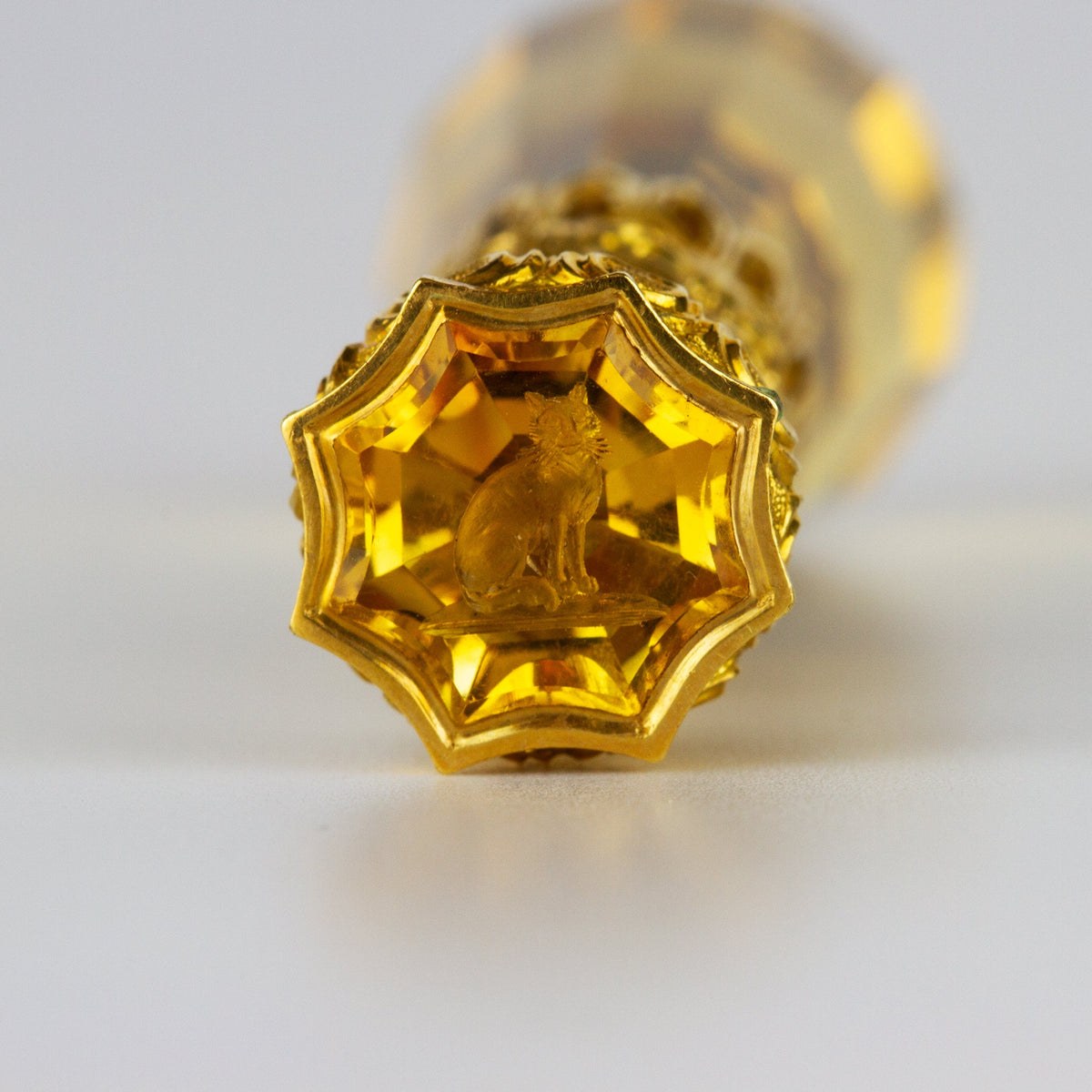 Faceted Citrine and Gold 'Cat' Desk Seal