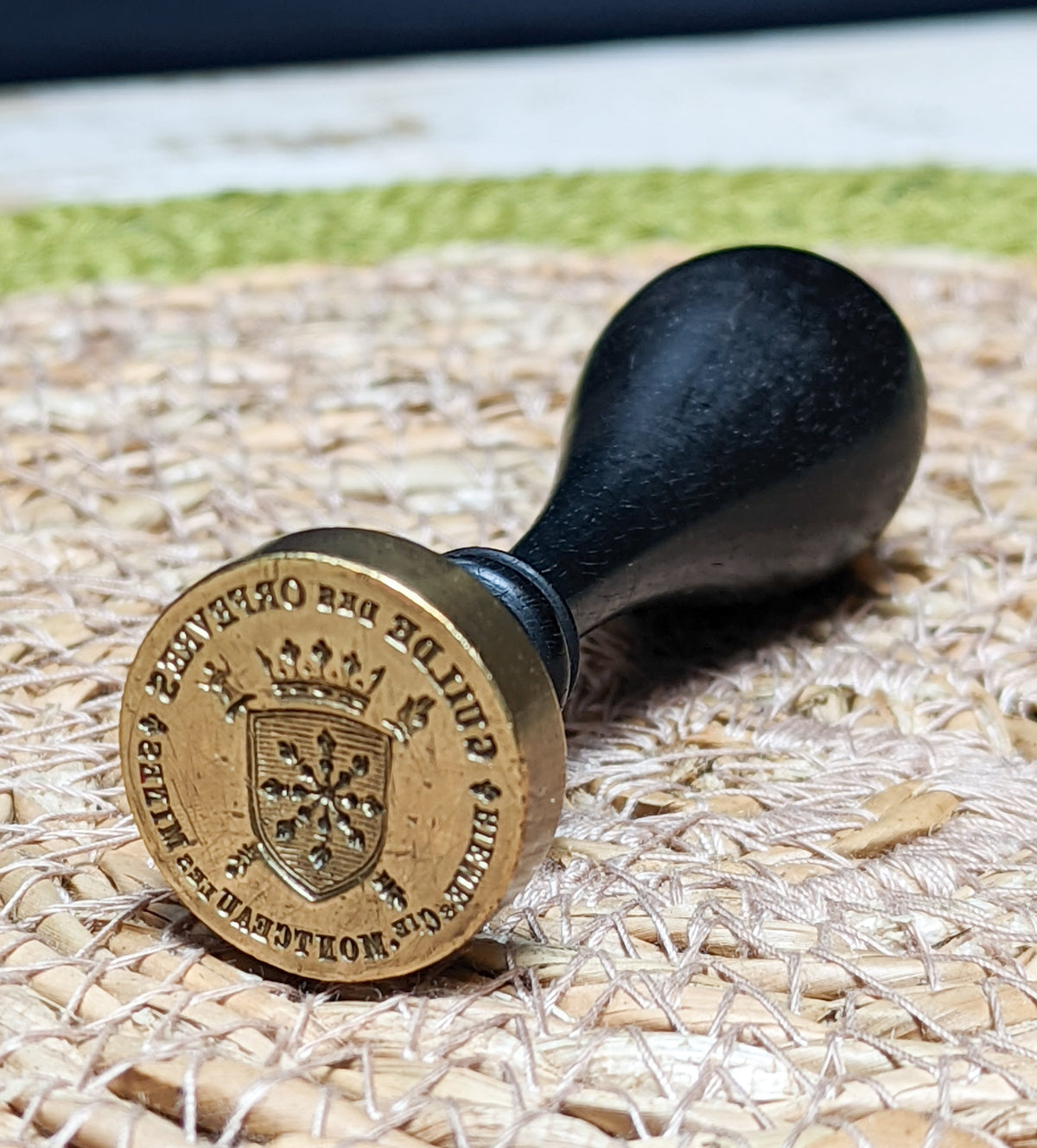 Three quarter view of French Goldsmith Guild  desk seal