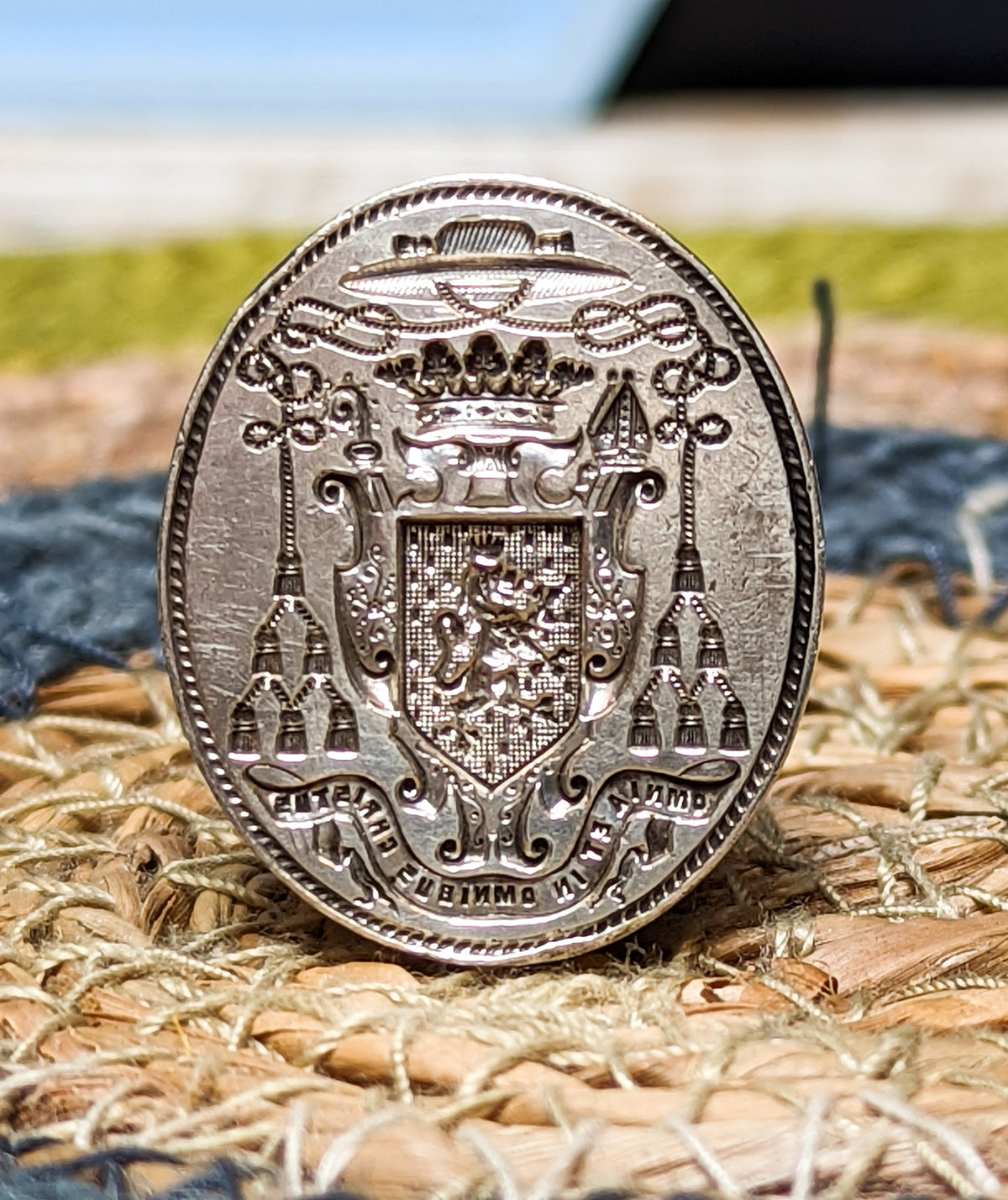 Silver 19th century Bishop's armorial desk wax seal