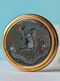 Chalcedony, gilt and bloodtstone armorial desk wax seal