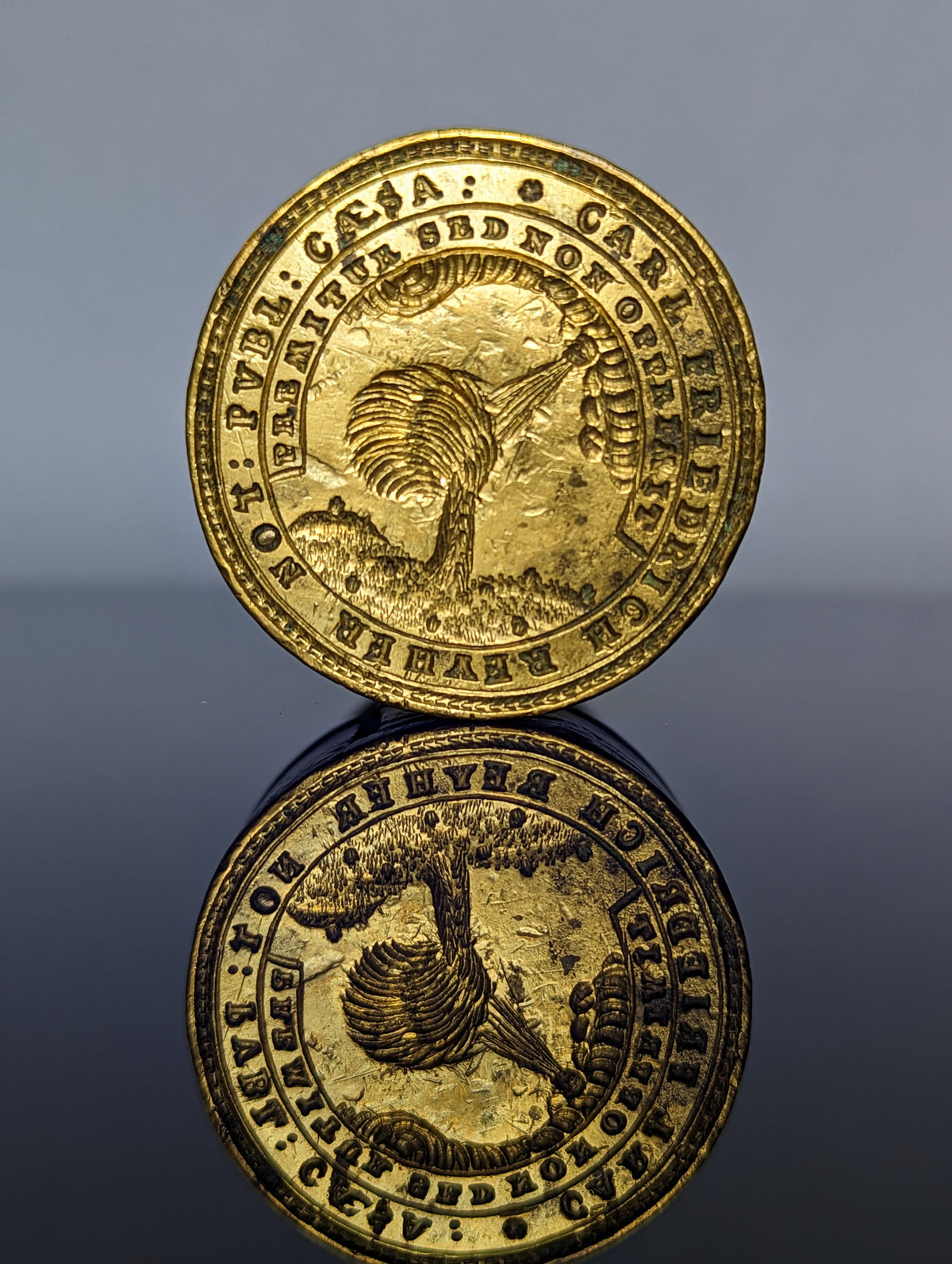 Large Brass Wood Notary Desk Wax Seal