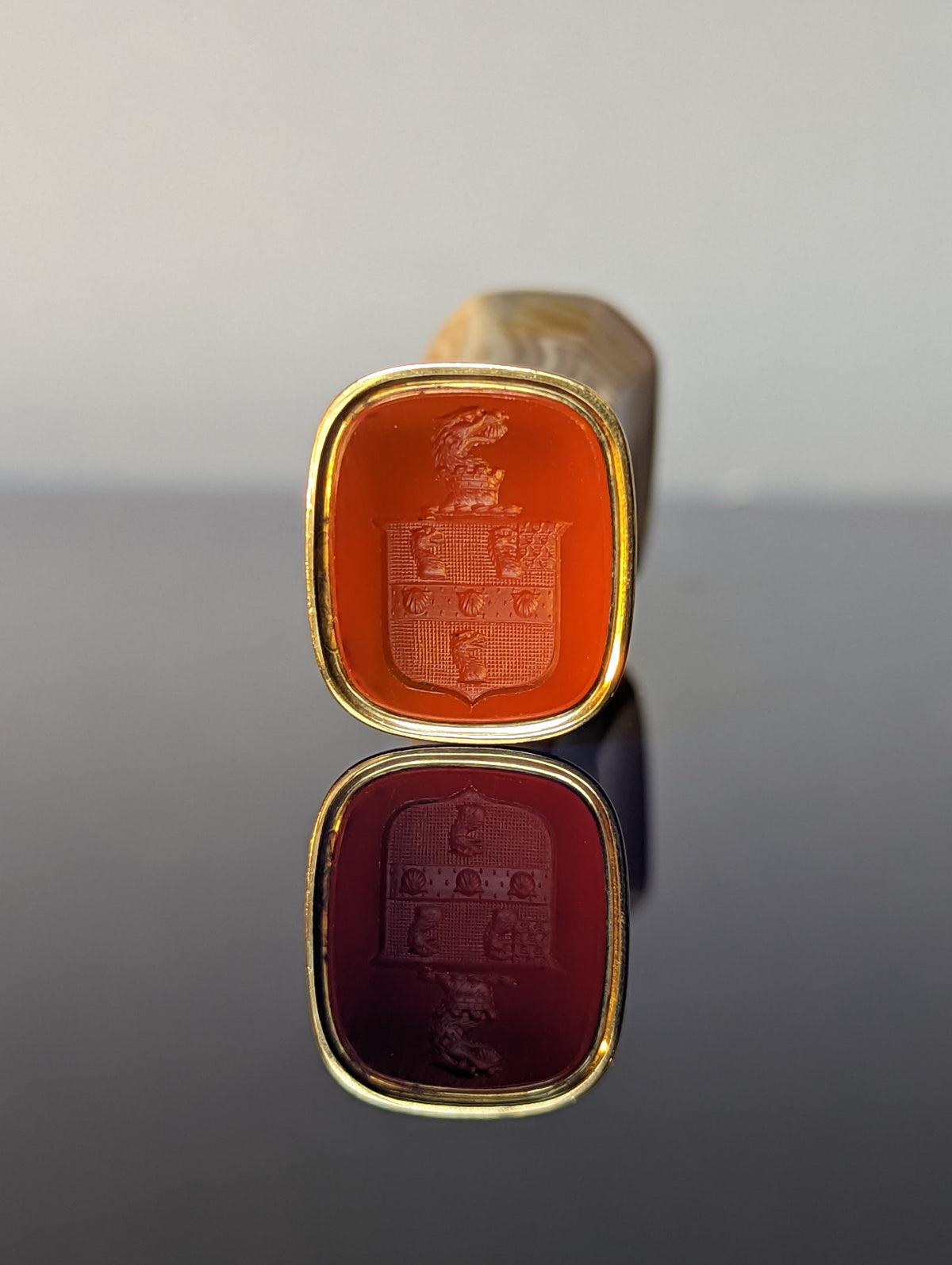 An English Gold and Carnelian Desk Seal, Circa 1850