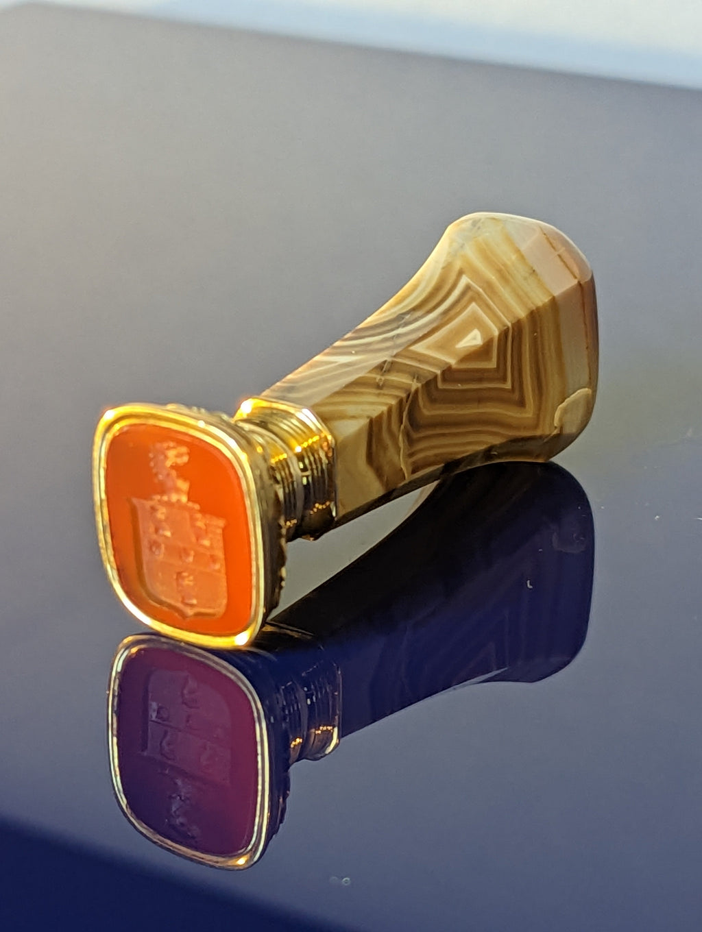 An English Gold and Carnelian Desk Seal, Circa 1850