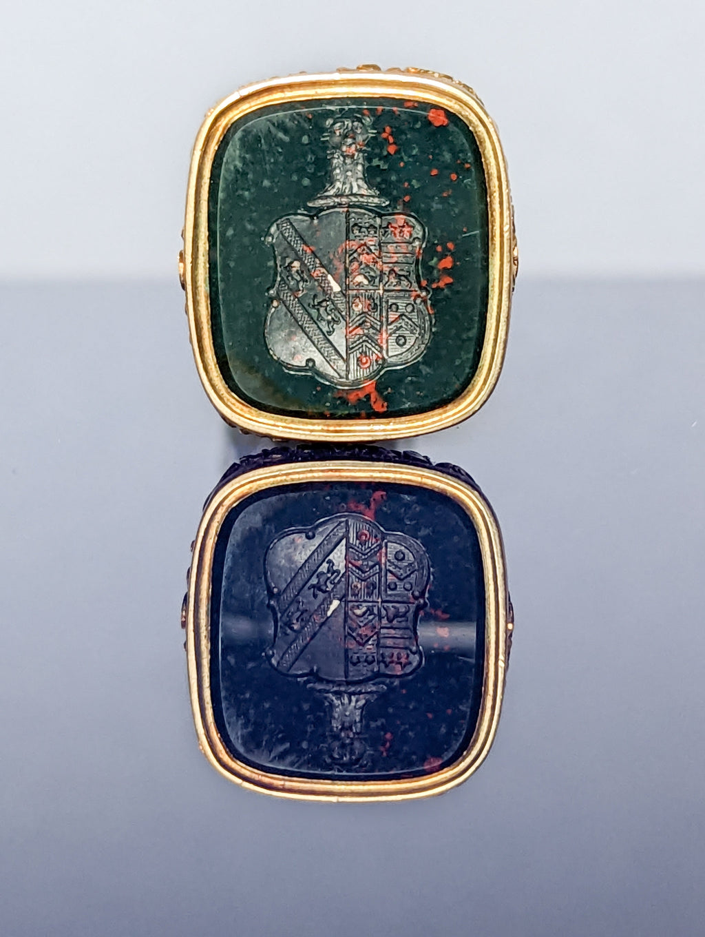 19thC Bloodstone & Gold Armorials Desk Wax Seal