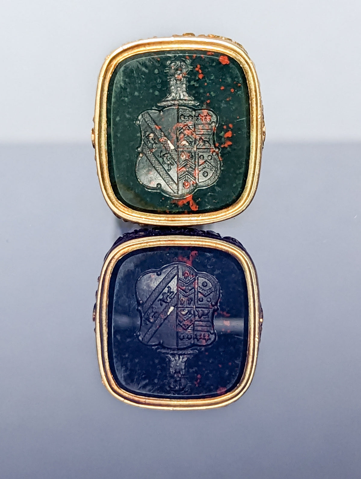 19thC Bloodstone & Gold Armorials Desk Wax Seal