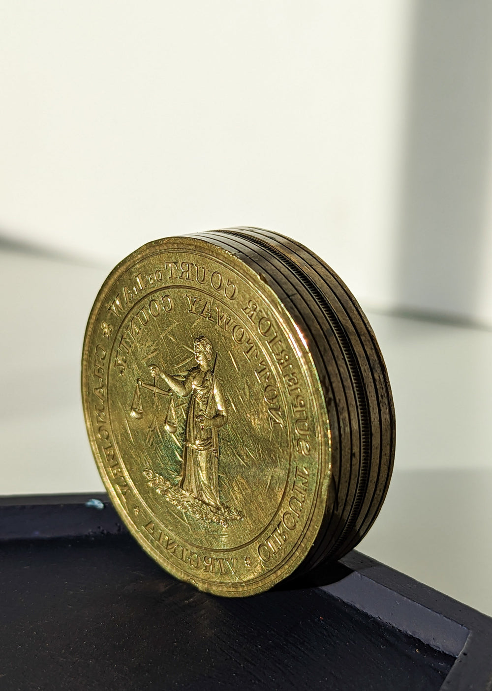 Antique American Brass Wax Seal Matrix - Nottoway County Courthouse, Virginia