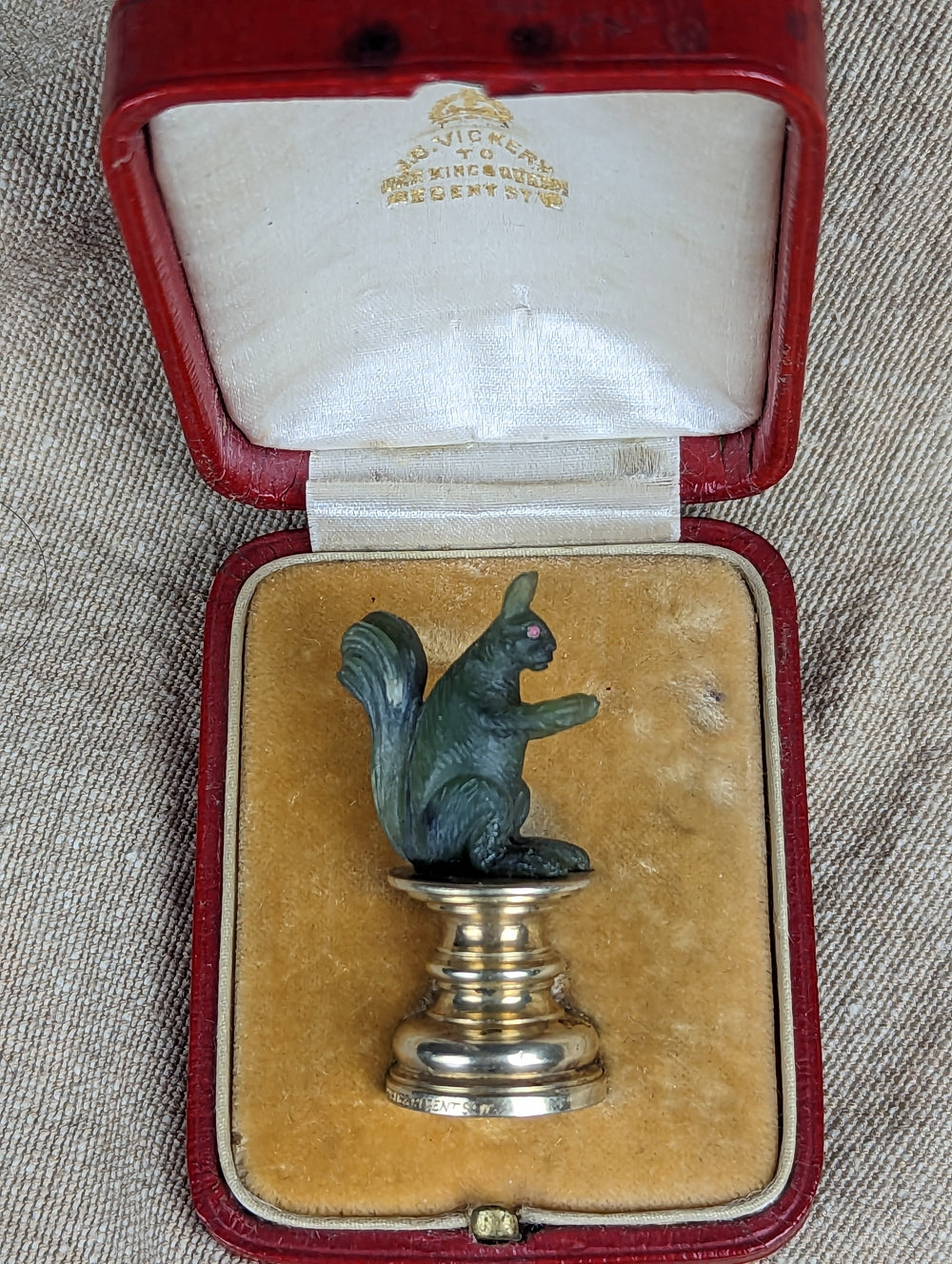 Antique Jade & Silver-Gilt Squirrel Desk Wax Seal