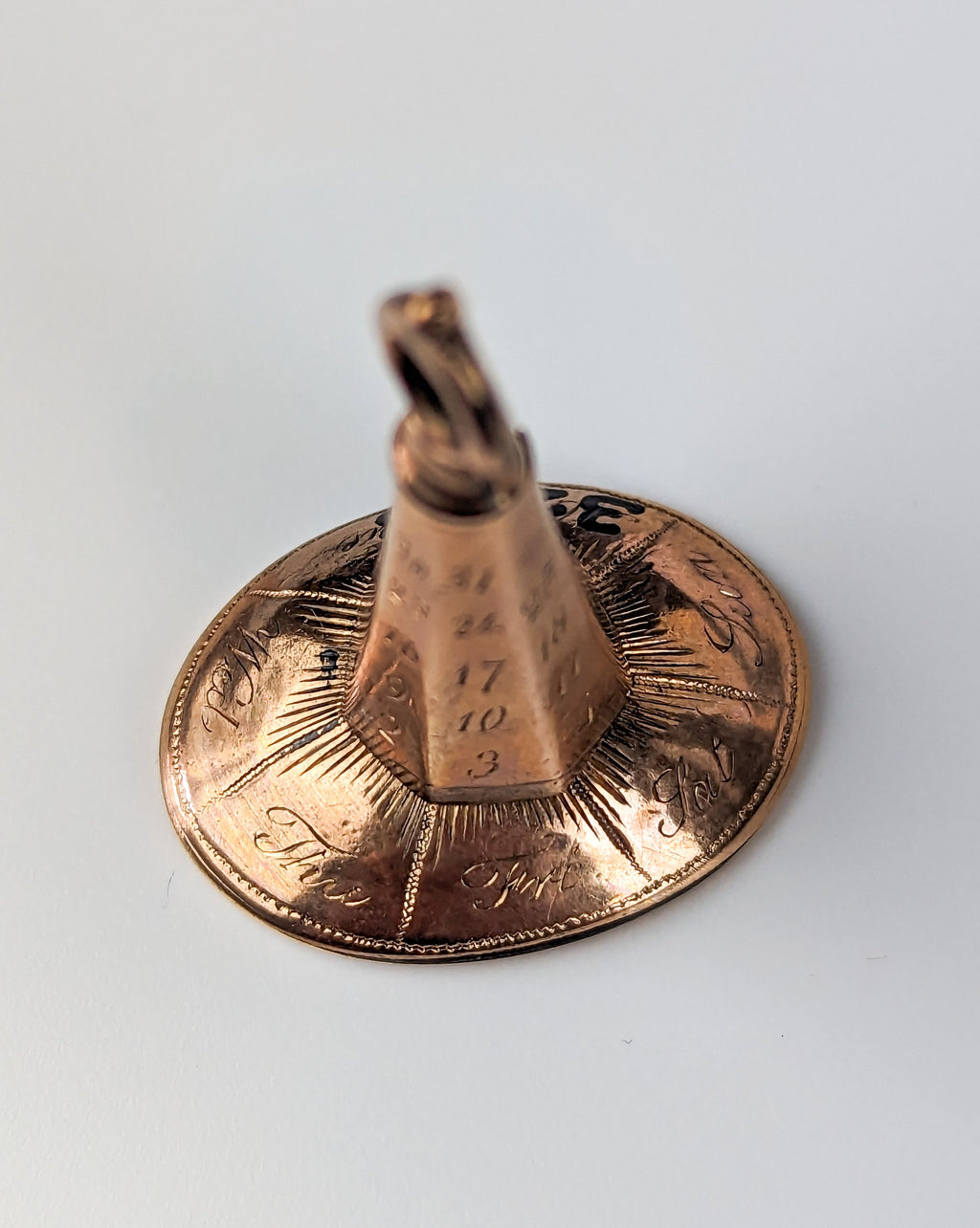 Detail of engraved perpetual calendar fob wax seal