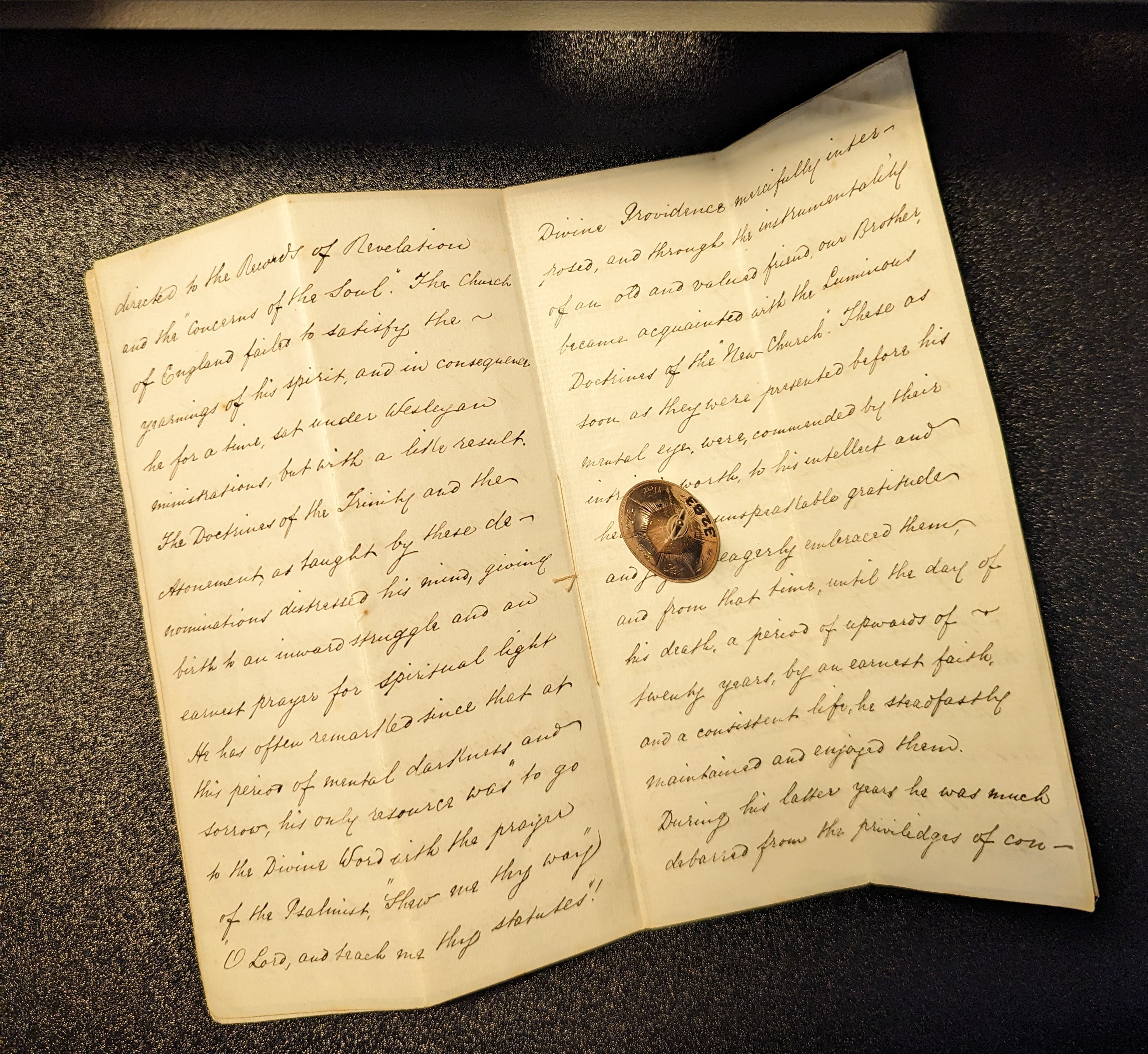 Gold cased perpetual wax seal on old letter