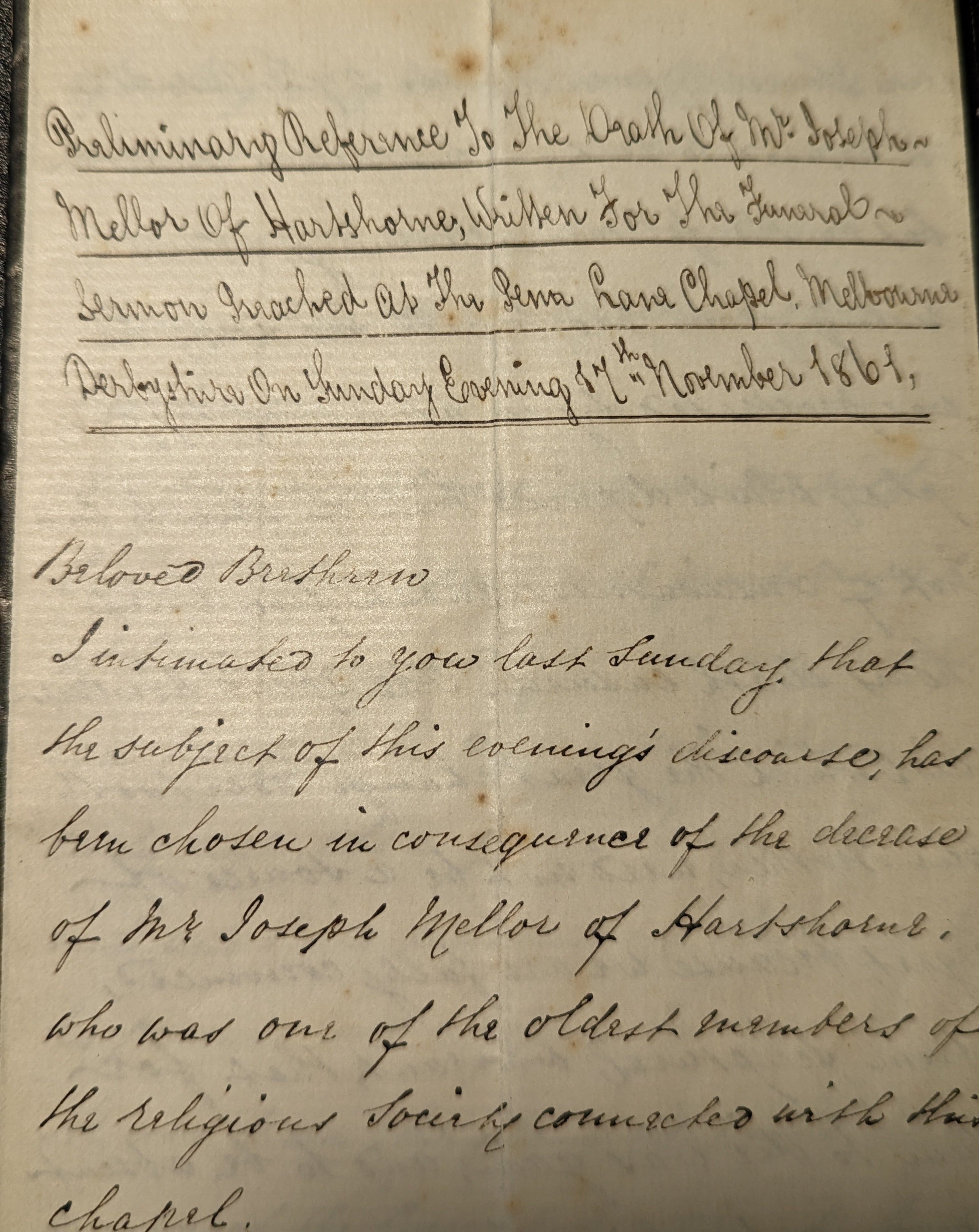 Antique hand written letter in black ink